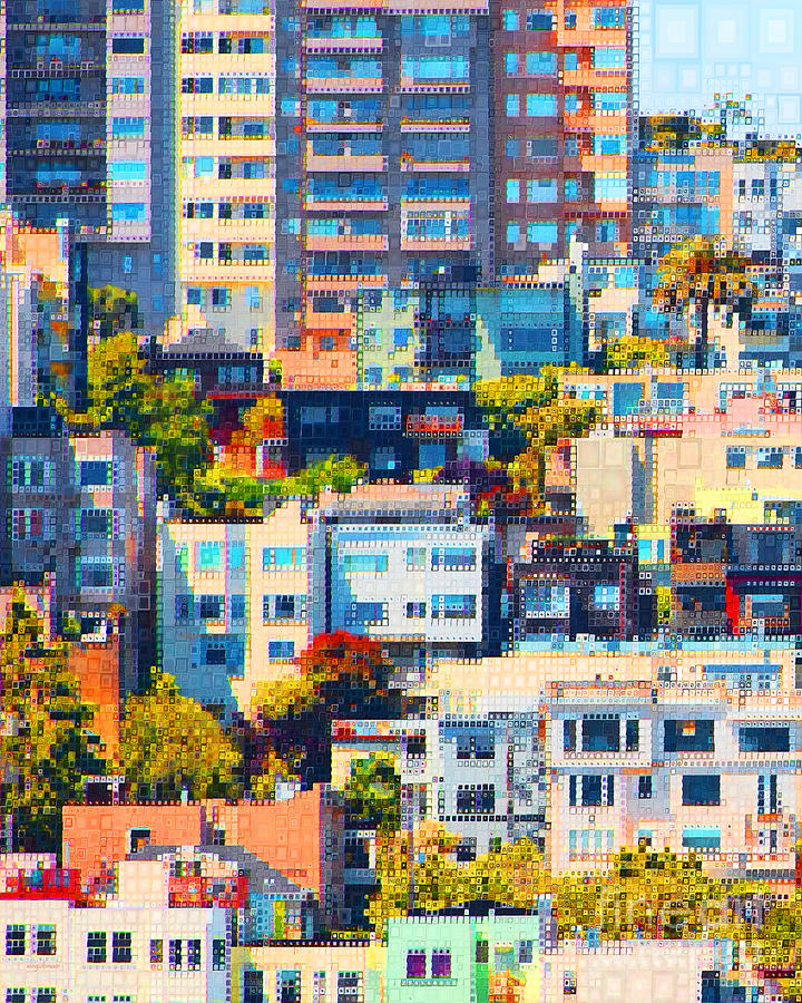 Russian Hill San Francisco Painterly Squares R520 20200222 Photograph by Wingsdomain Art and Photography