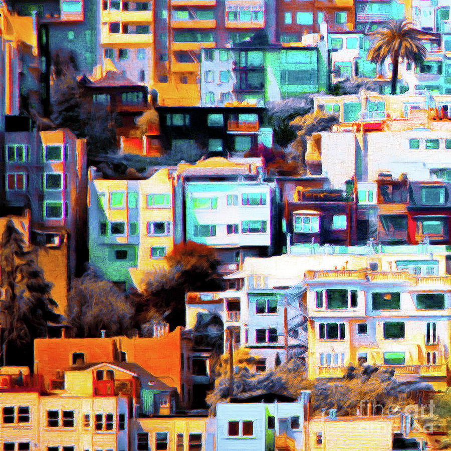 Russian Hill San Francisco R520 20200213 Painterly Square Photograph by Wingsdomain Art and Photography