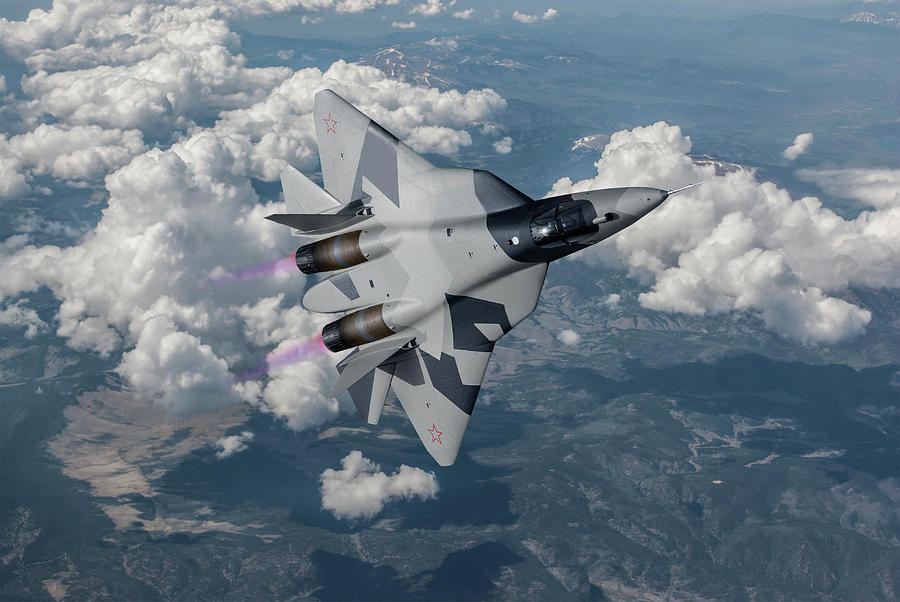 Russian Stealth Fighter  Digital Art by Erik Simonsen