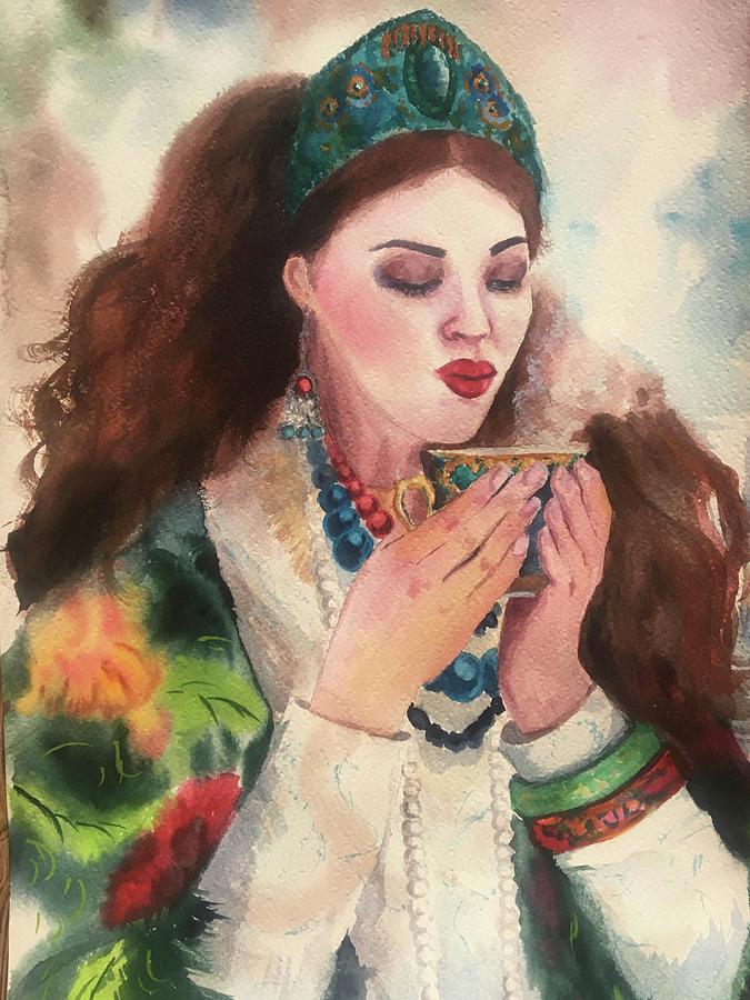 Russian Tea Painting by Marina Babintseva - Pixels