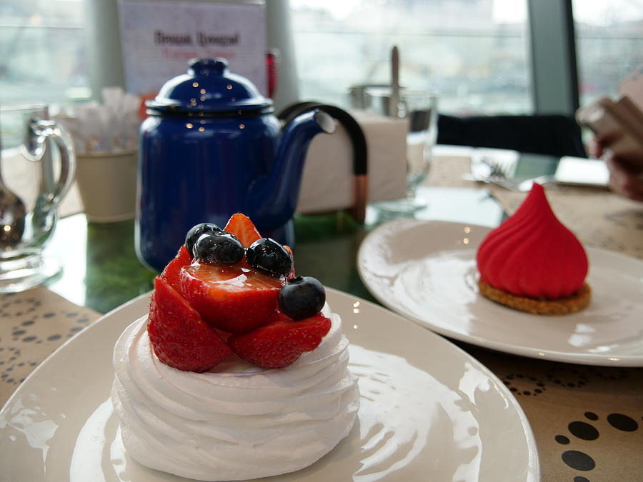 Russian Traditional Tea Dessert Berry Cake In Moscow Photograph