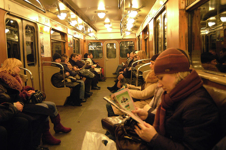 Russina Commuters on the Moscow Subway  Photograph by Robert Dann