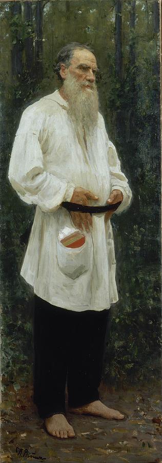 Repin Painting - Leo Tolstoy Barefoot #3 by Ilya Repin