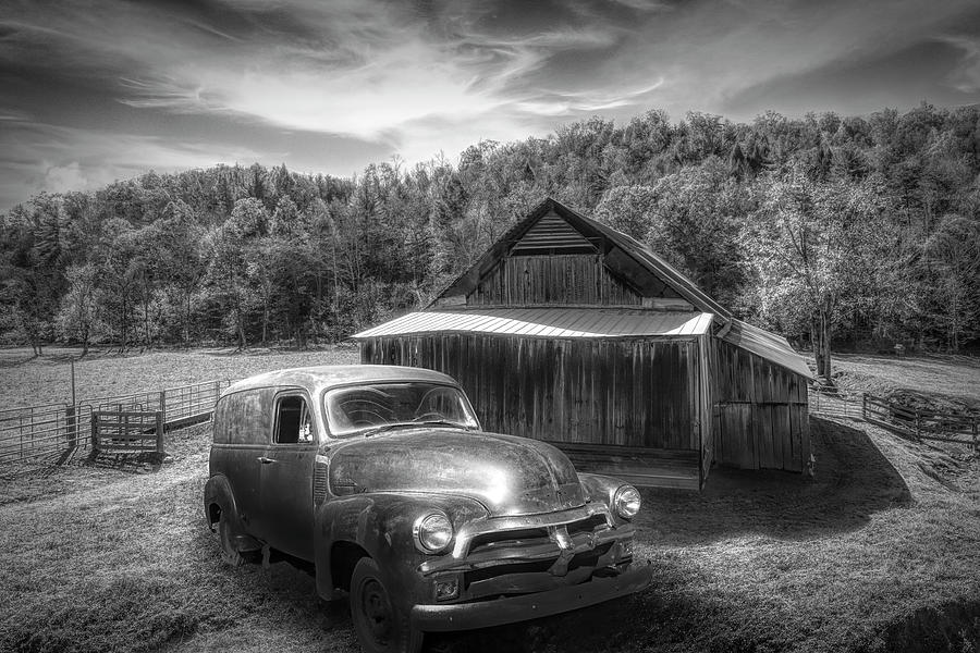 Rust Along the Scenic Farmlands in Black and White Photograph by Debra and Dave Vanderlaan