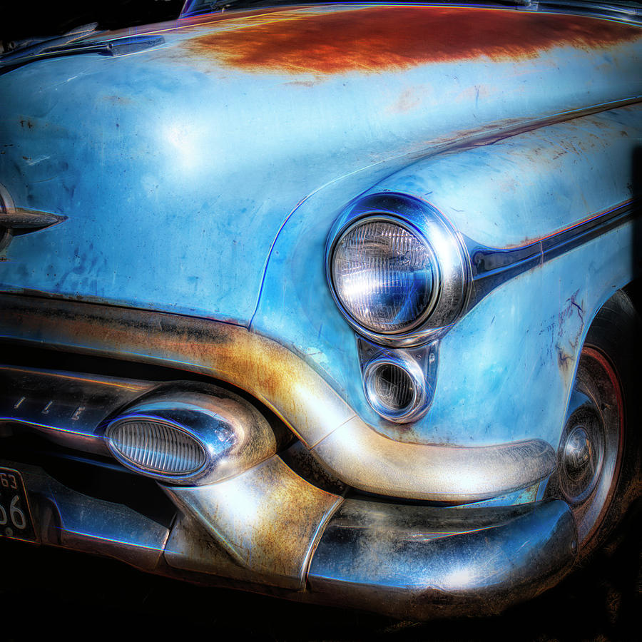 Rust And Blue Classic Car Textured Photograph Photograph by Ann Powell