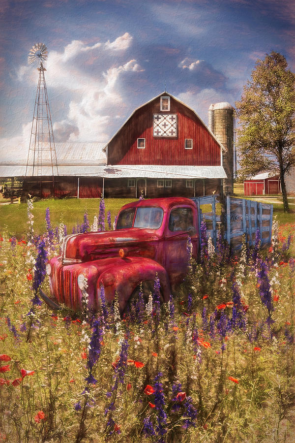 Rust in the Wildflowers Painting Photograph by Debra and Dave Vanderlaan