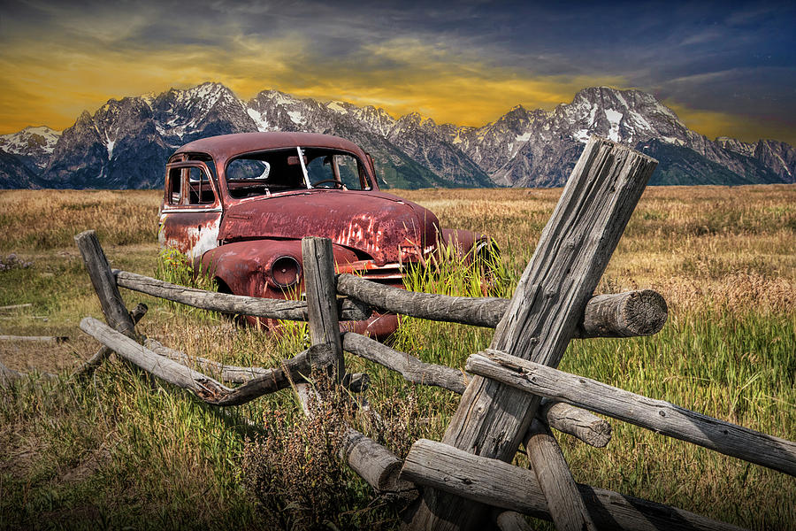 Rusted Vintage Automobile Out West Photograph by Randall Nyhof