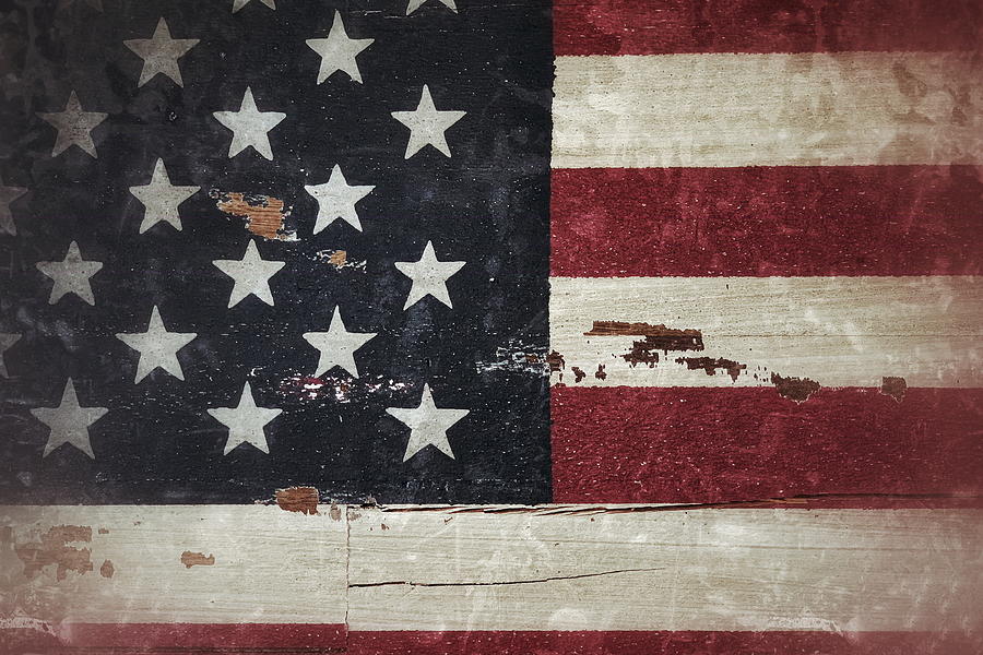 Rustic American Flag I Photograph by Dawna Moore Photography