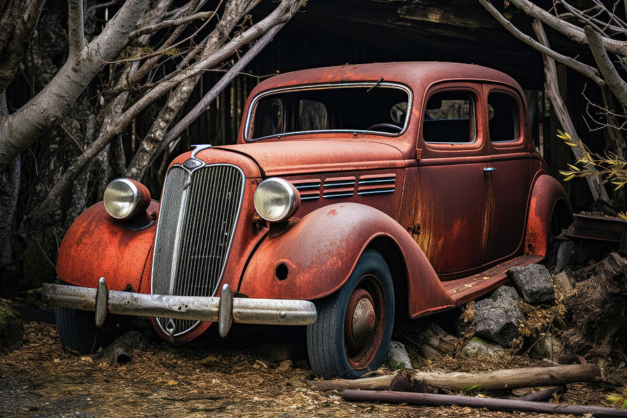 Rustic and rusty vintage car 01 Digital Art by Matthias Hauser
