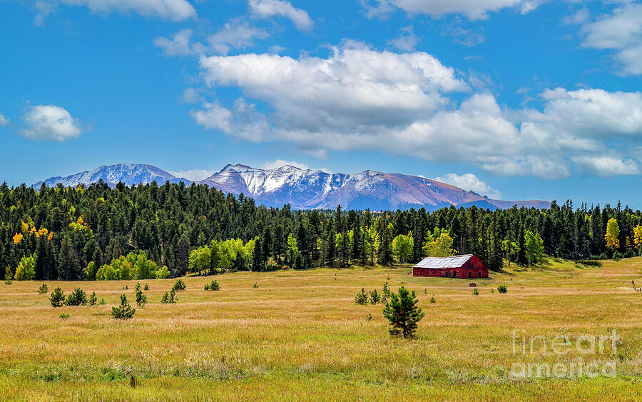 Rustic Barn with Mountain Backdrop Photograph - Rustic Barn with Mountain Backdrop by Shirley Dutchkowski