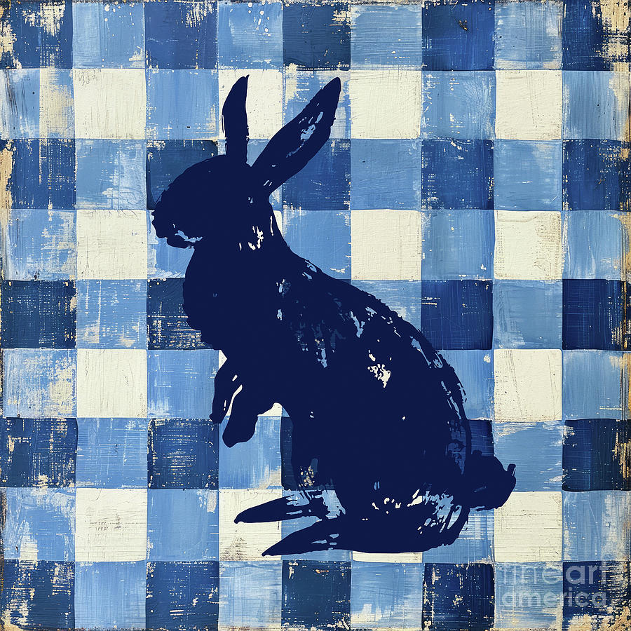 Rustic Blue Bunny Painting by Tina LeCour