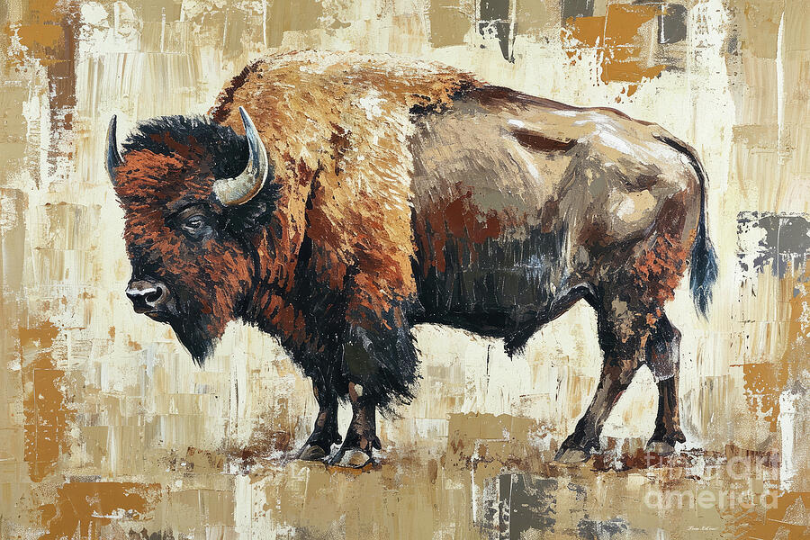 Rustic Buffalo Painting by Tina LeCour