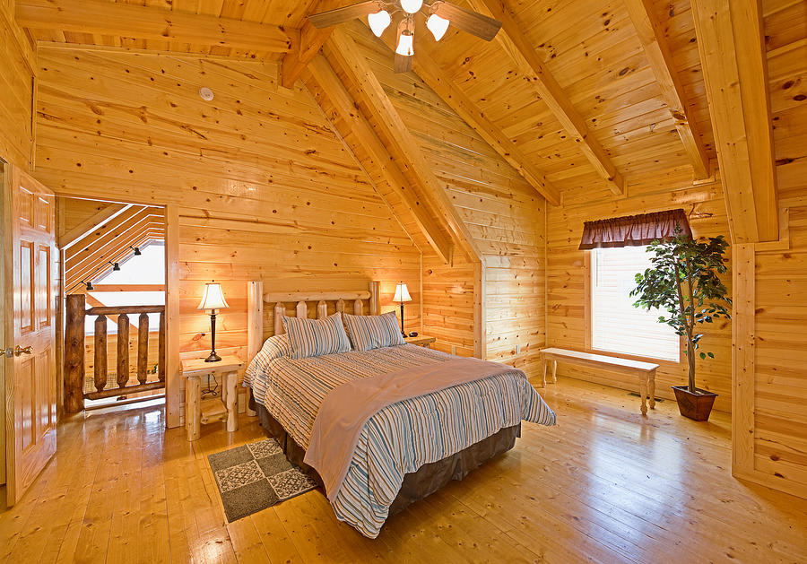 Rustic cabin bedroom loft Photograph by Wbritten
