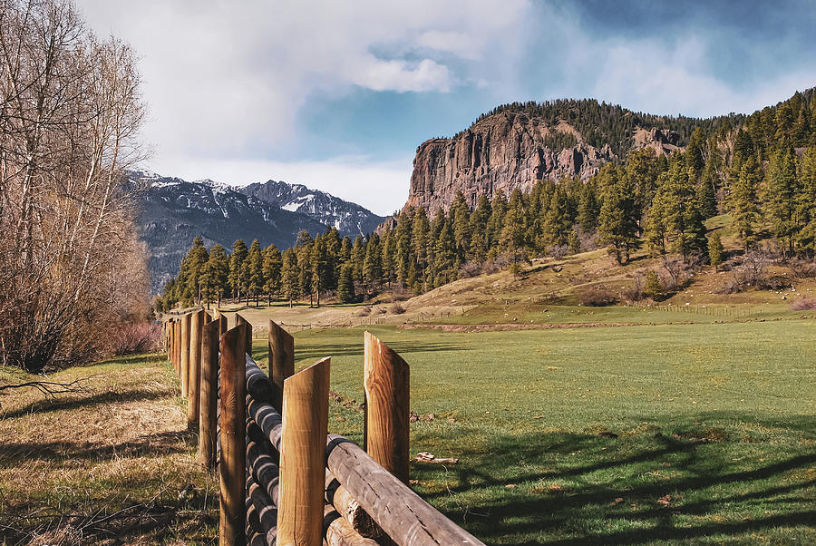 Rustic Colorado Mountains And Wooden Fence Line Photograph