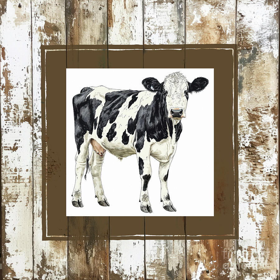Rustic Country Cow Painting by Tina LeCour