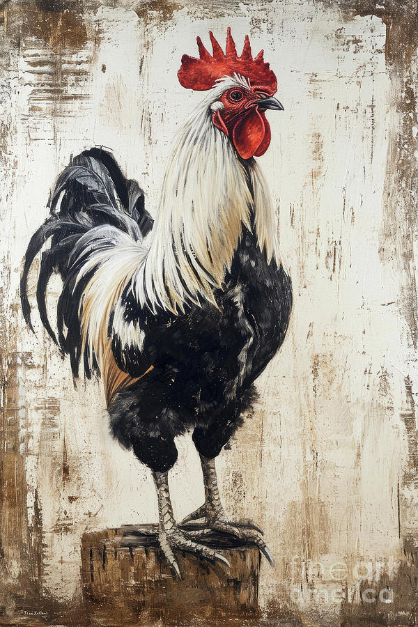 Rustic Country Rooster Painting