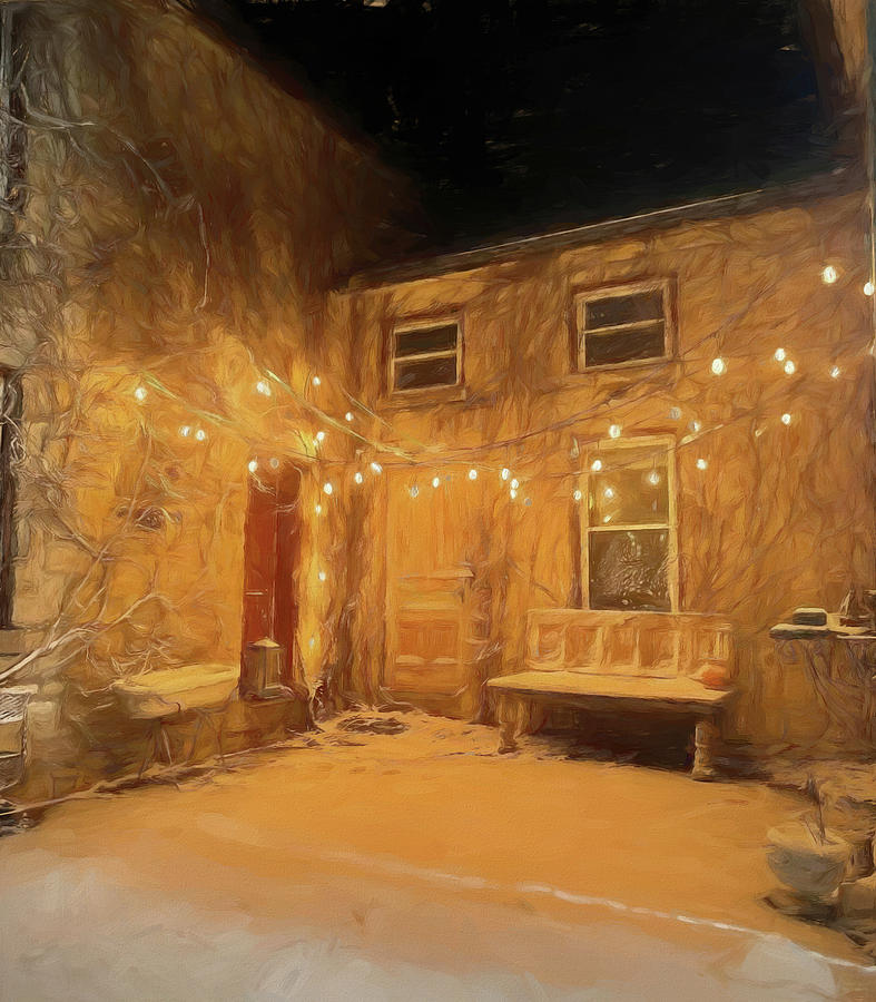 Rustic Farmhouse In Winter Mixed Media by Deborah League