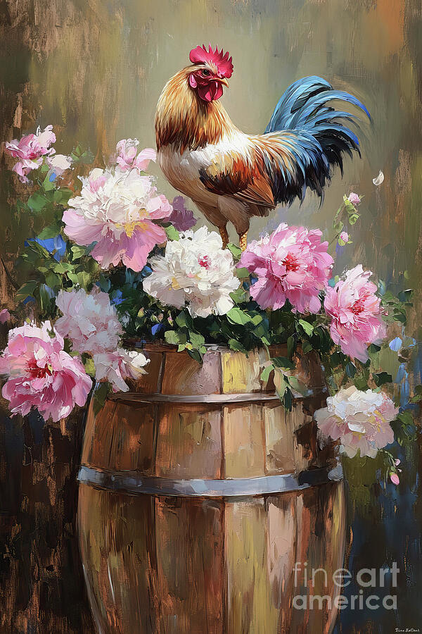 Rustic Farmhouse Rooster Painting by Tina LeCour Rustic Farmhouse Rooster Painting by Tina LeCour