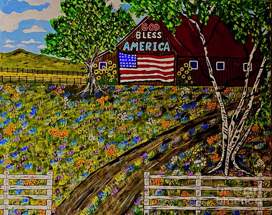 Rustic God Bless America  Painted Barn  Painting by Jeffrey Koss