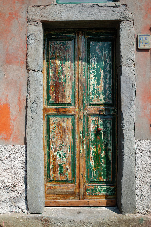 Rustic Green Door in Cinque Terre  Photograph by Denise Kopko