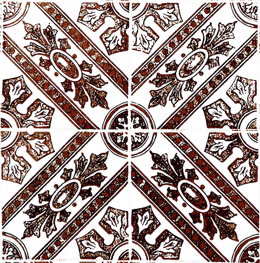  Rustic Iron Red Tiles Mosaic Design Decorative Art I Painting by Irina Sztukowski