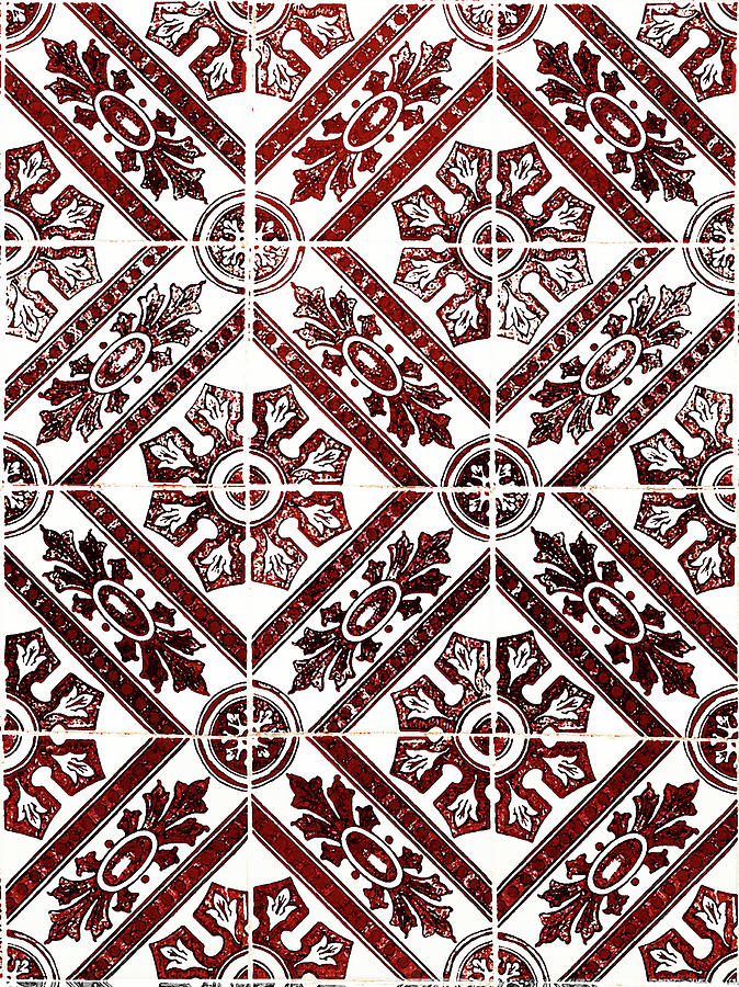 Rustic Iron Red Tiles Mosaic Design Decorative Art II Painting by Irina Sztukowski
