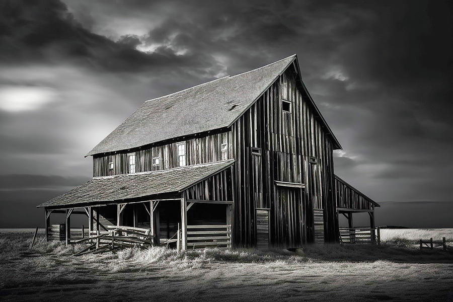 Architecture Photograph - Rustic Old Barn In BW by Athena Mckinzie