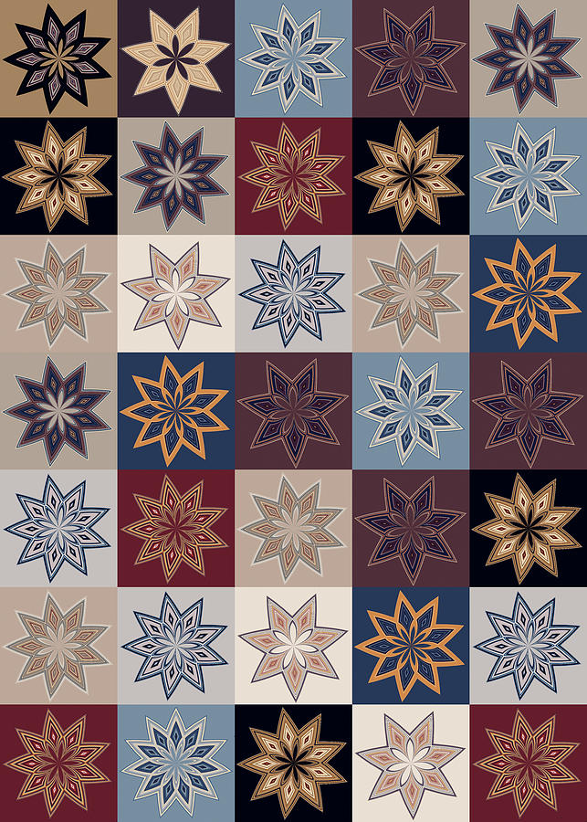 Rustic Patchwork Stars Pattern 2 Cool Tint Digital Art by Western ...