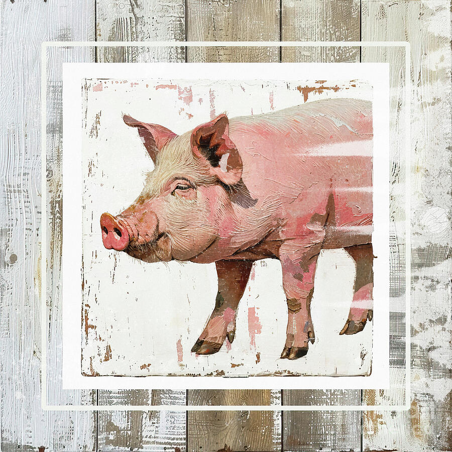 Rustic Pig 2 Painting by Tina LeCour Rustic Pig 2 Painting by Tina LeCour
