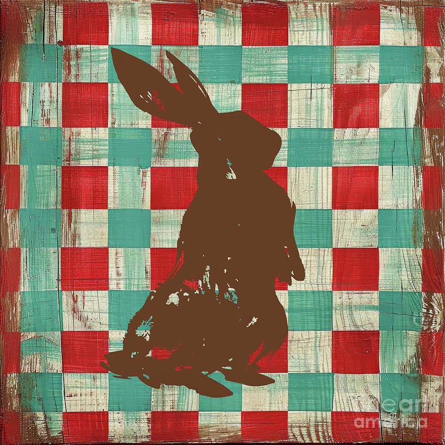 Rustic Red Bunny Painting