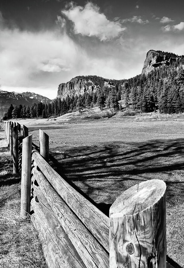 Rustic Rural Colorado and Mountain Landscape - Monochrome Edition Photograph by Gregory Ballos