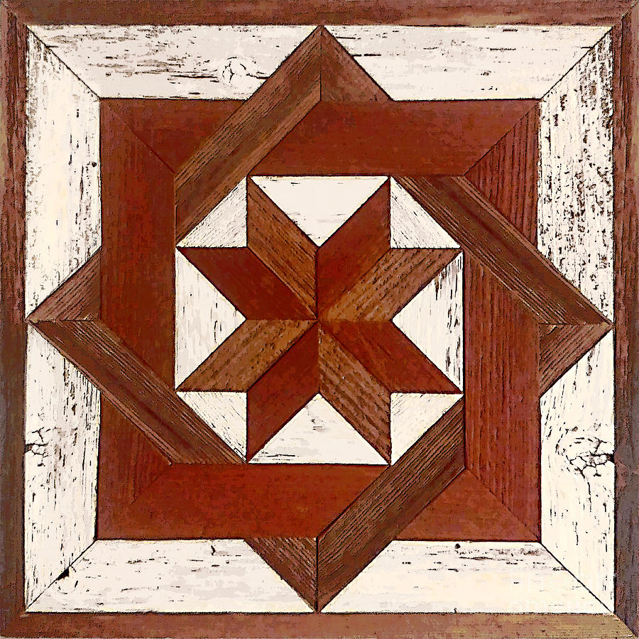 Rustic Star Wood Barn Quilt A Digital Art by Jean Plout
