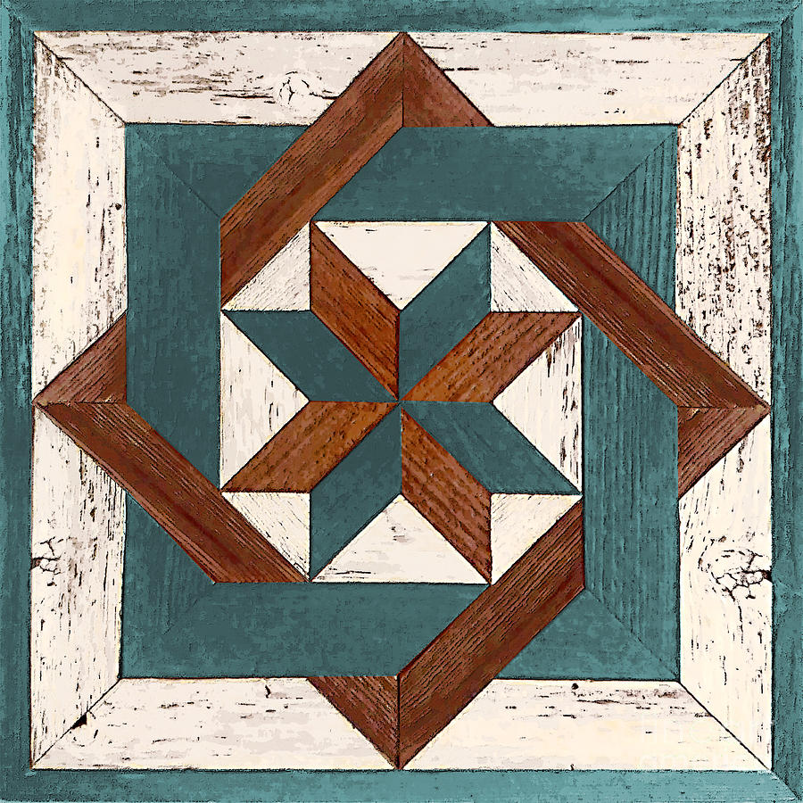 Rustic Star Wood Barn Quilt C Digital Art by Jean Plout