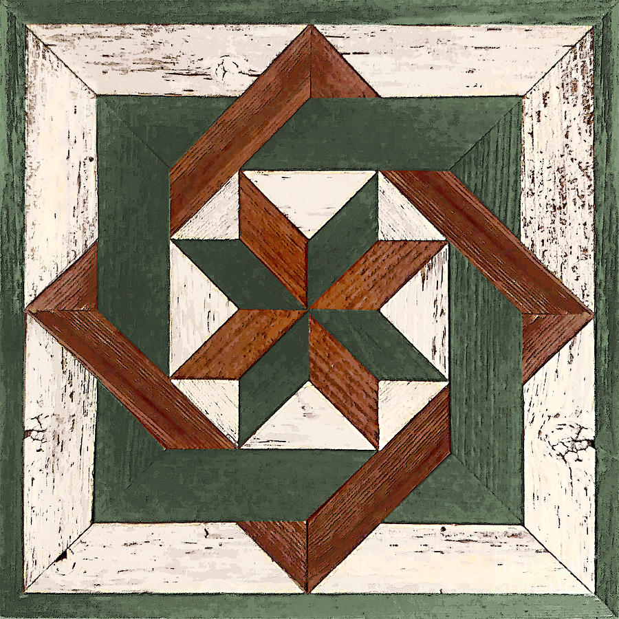 Rustic Star Wood Barn Quilt D Digital Art by Jean plout