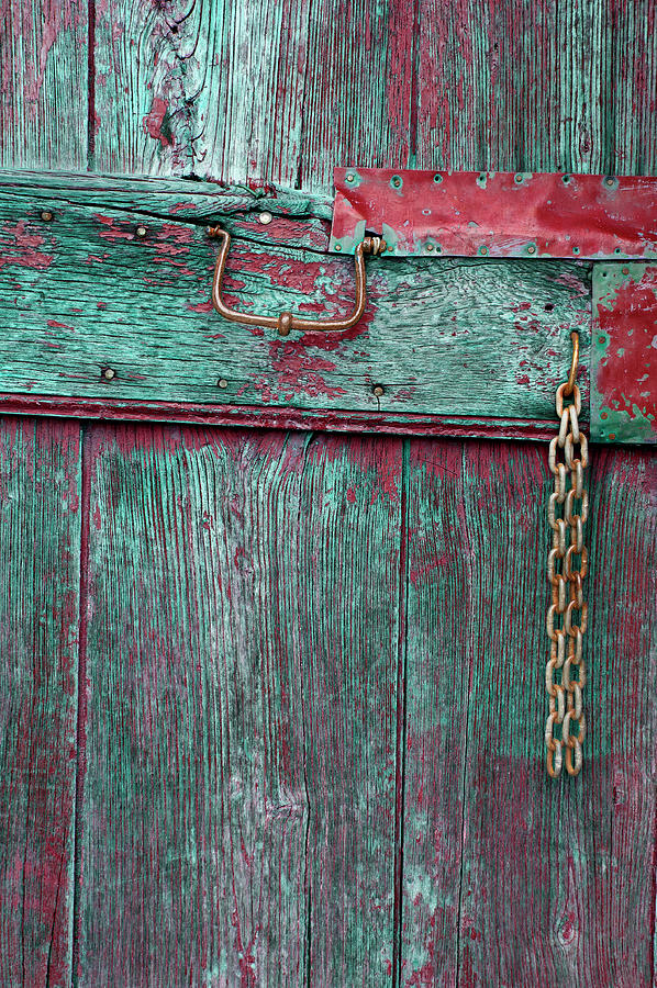 Rustic Turquoise and Red Door Photograph by Denise Strahm