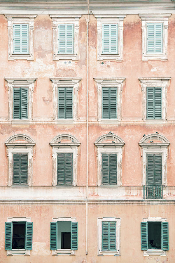 Architecture Photograph - Rustic Windows in Rome Italy by Irene Suchocki