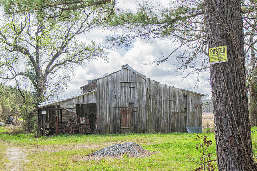 Rustic Wooden Barn Posted No Trespassing - Craven County North C Photograph by Bob Decker