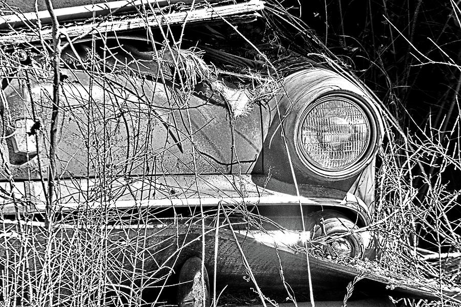 Rusty Barn Find Black And White 3 Photograph by Lisa Wooten