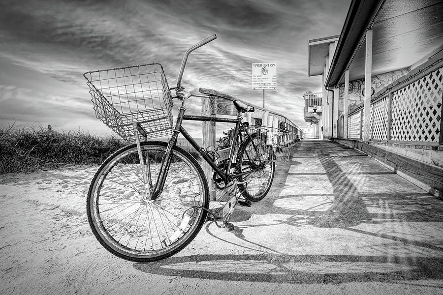 Rusty Beach Bicycle Black and White Photograph by Debra and Dave Vanderlaan