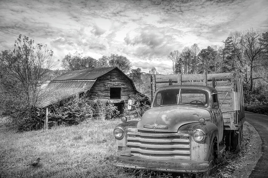 Rusty Big Truck Black and White Photograph by Debra and Dave Vanderlaan