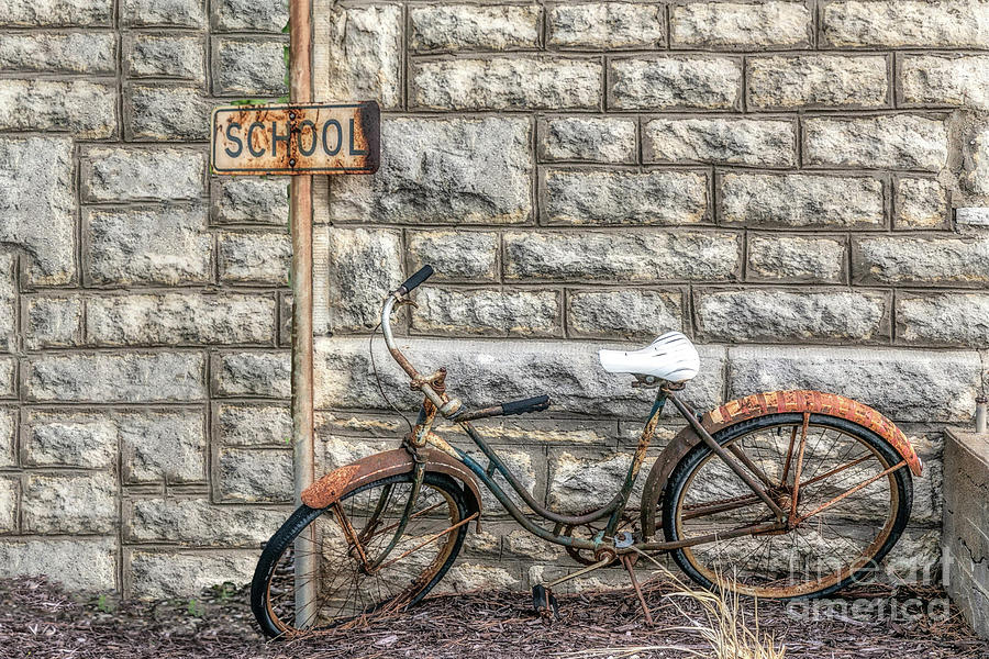 Rusty Bike At School Photograph