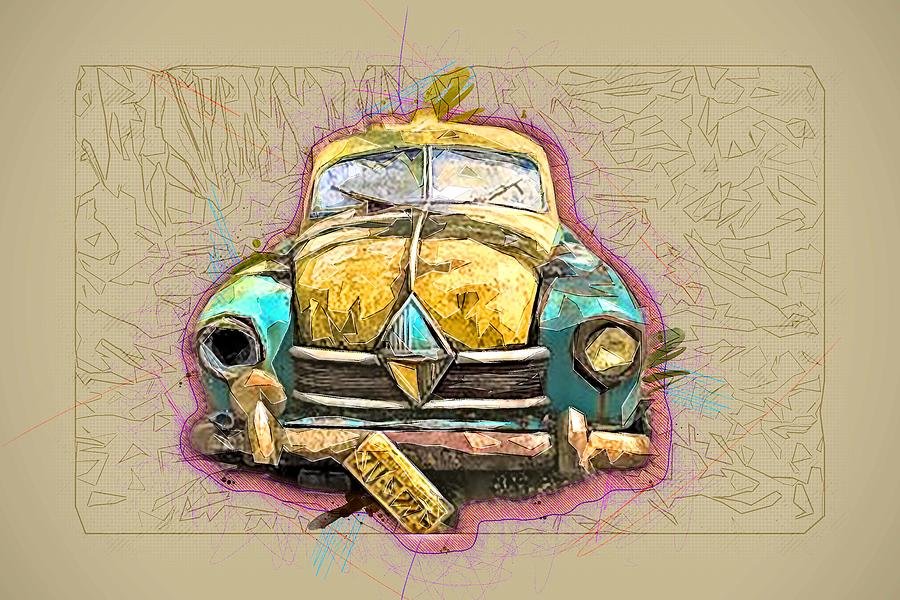 Rusty Car Dump Abandoned Brazil Forest Retro Cars Mixed Media by Ola