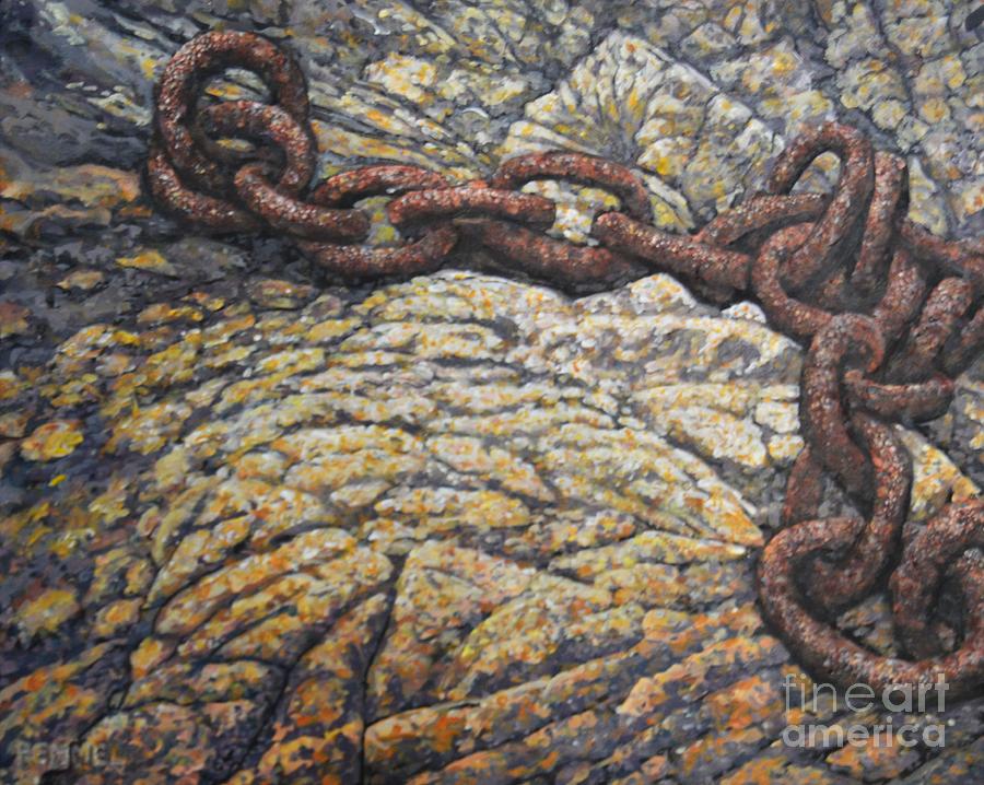 Rusty chain at Malin head Painting by Dan Remmel