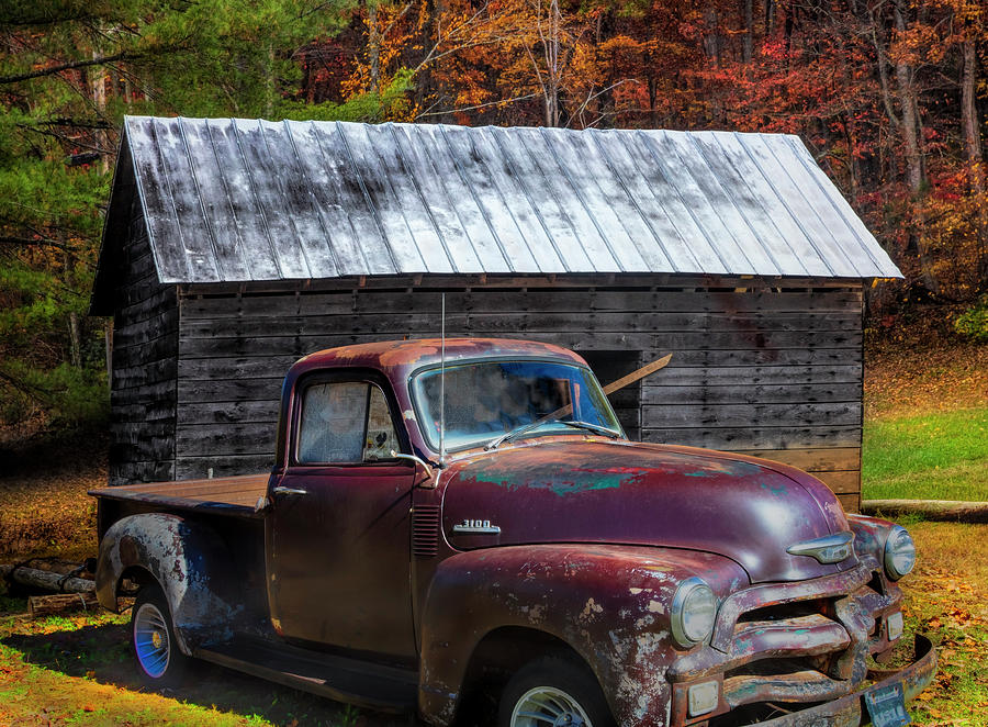 Rusty Chevy at the Farm Barn Photograph by Debra and Dave Vanderlaan