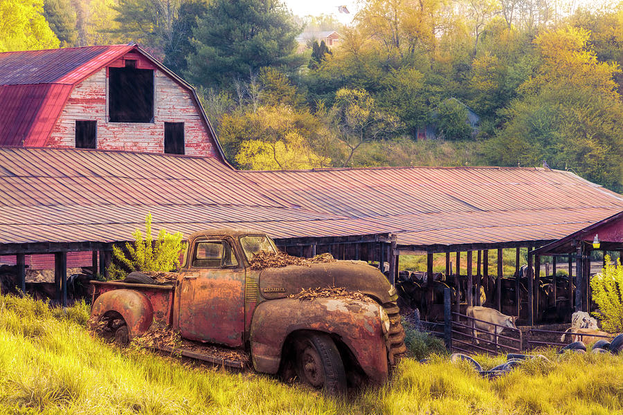 Rusty Country Pickup Truck At Sunset Photograph By Debra And Dave 