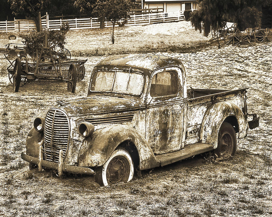 Rusty Ford Sepia Photograph by Don Schimmel
