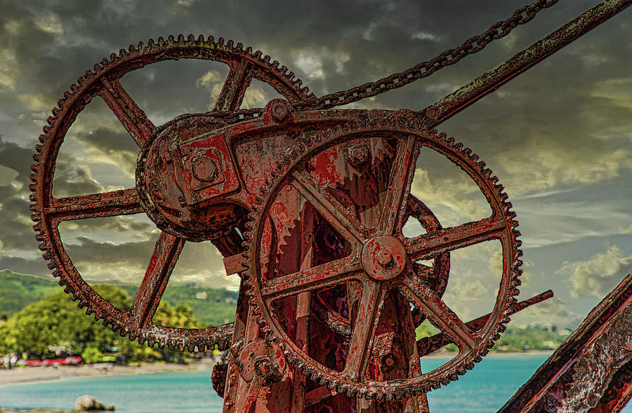 Rusty Gears on Old Red Crane Photograph by Darryl Brooks