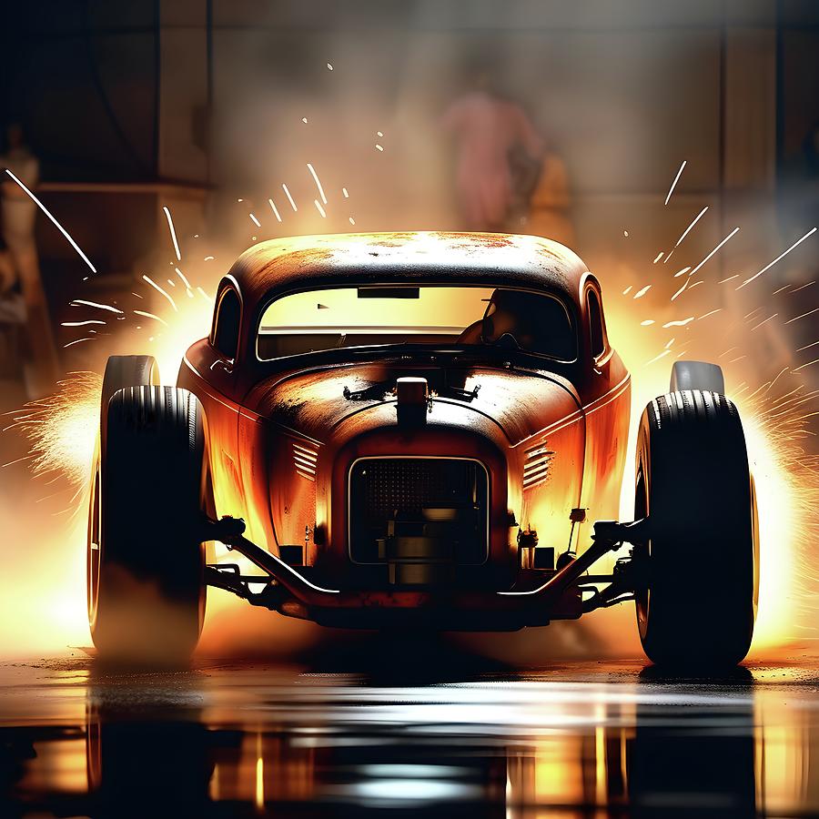 Rusty Hot Rod racing #6 Digital Art by Frederic Racaud - Fine Art America