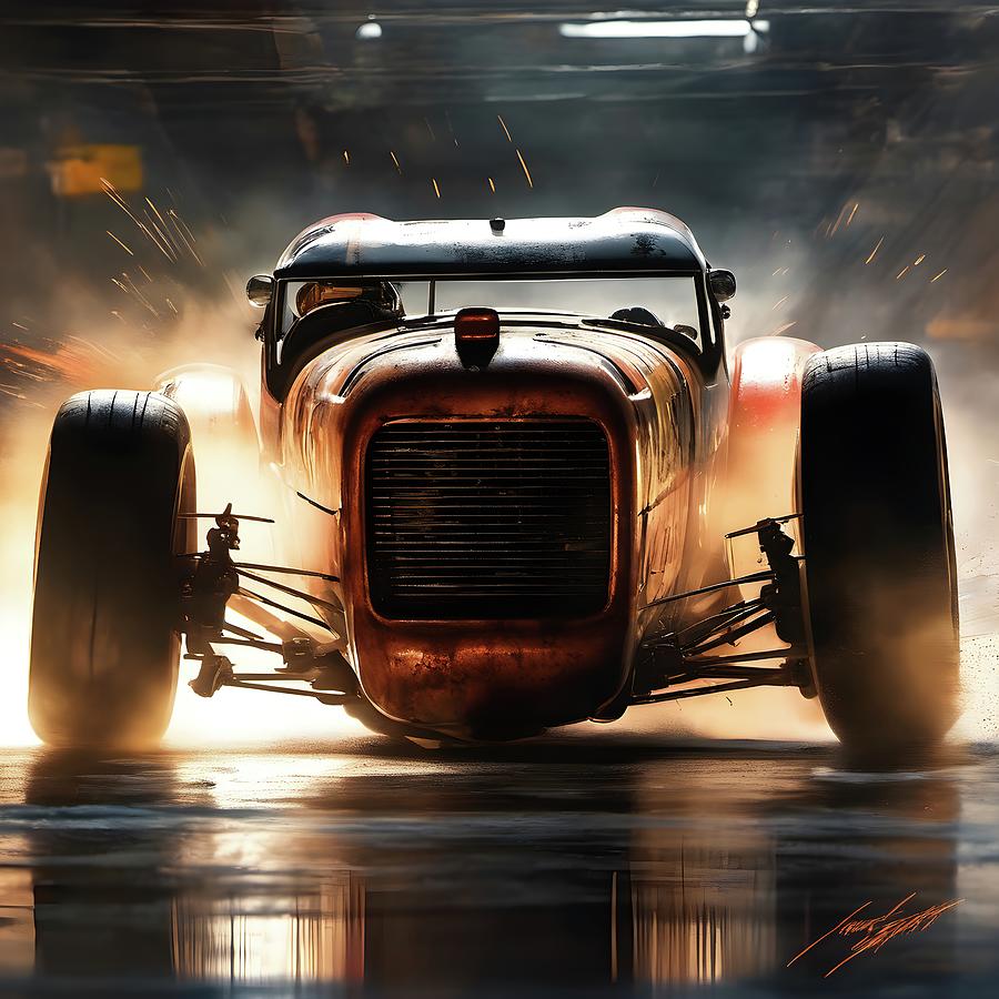 Rusty Hot Rod racing #9 Digital Art by Frederic Racaud - Fine Art America