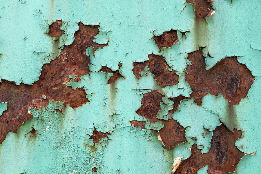 Rusty Metal Background With Peeling Paint Photograph by Artur Bogacki